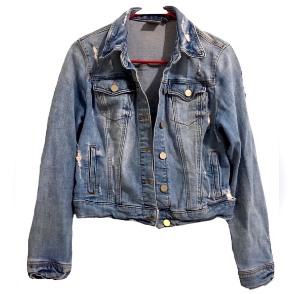 NEW YORK & CO SOHO JEANS JACKET DISTRESSED SIZE SMALL - Picture 1 of 7
